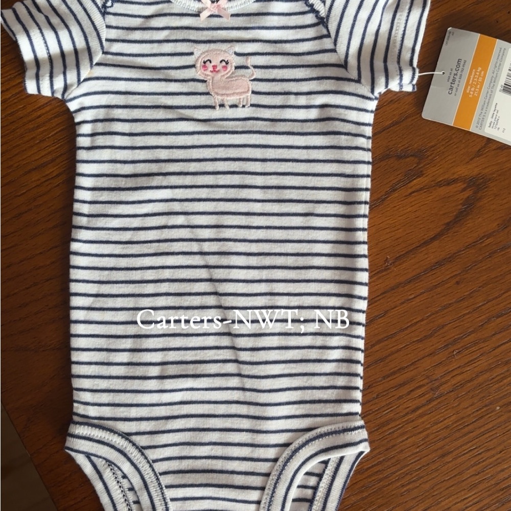NWT- Carter's Navy and White Striped Bodysuit